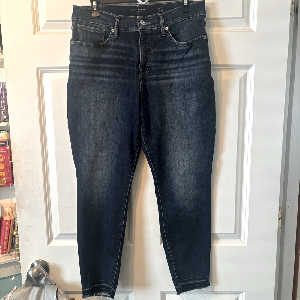 Lucky Brand Mid Rise Skinny Ava Jeans Raw Hem Size 14 - Picture 3 of 11